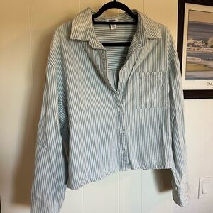 RSQ Light Blue and White Striped Shirt